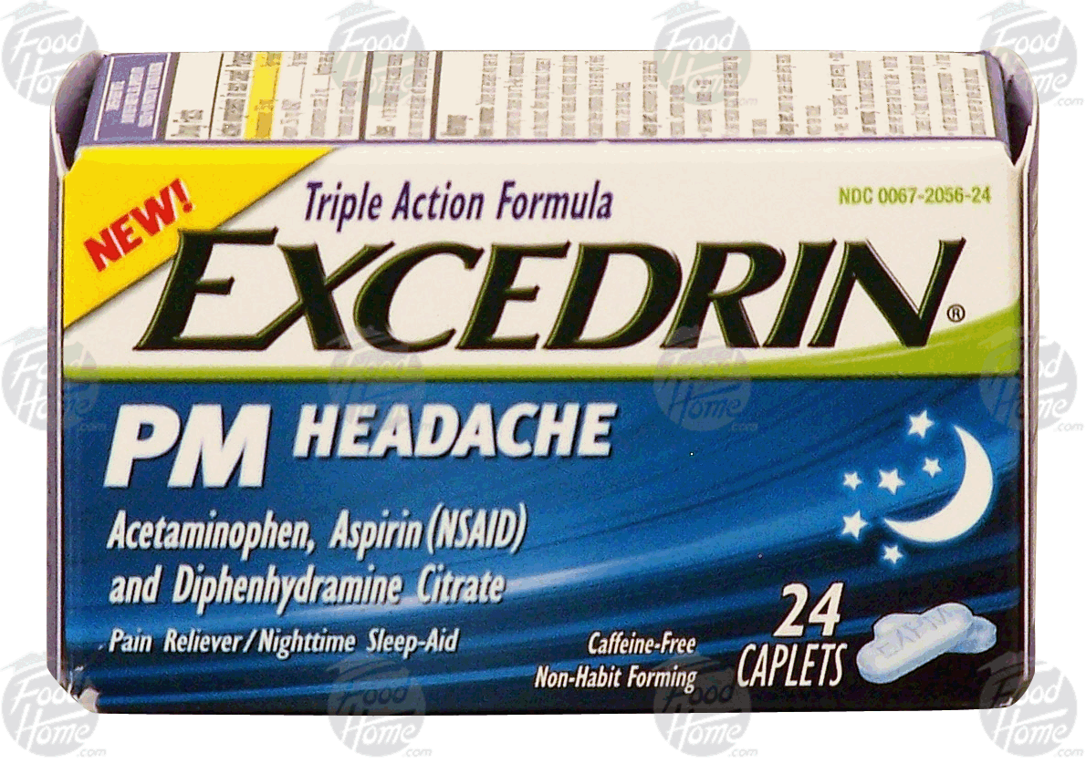 Excedrin PM headache; acetaminophen, aspirin and diphenhydramine citrate, pain-reliever/ nighttime sleep aid Full-Size Picture